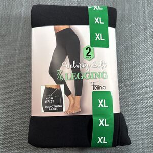 NEW Felina Leggings 2 Pack Black High Waist Velvety Soft Size Large NWT